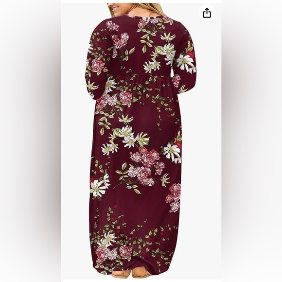 Plus Size Maxi Dress Long Sleeve Empire Waist Size 3X / 24 Floral - Picture 2 of 7